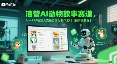 油管AI动物故事赛道,AI+RPA机器人流程自动化制作素材【保姆级教程】-樵渔匹