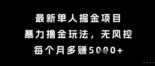 最新单人掘金项目,暴力撸金玩法,无风控,每个月多挣5k+【揭秘】-樵渔匹