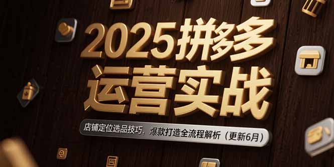 2025拼多多运营实战：店铺定位选品技巧，爆款打造全流程解析(更新6月-樵渔匹
