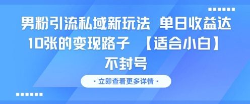男粉引流私域新玩法,单日收益达10张的变现路子 【适合小白】不封号-樵渔匹