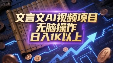 文言文AI视频项目,无脑操作,日入1K以上-樵渔匹
