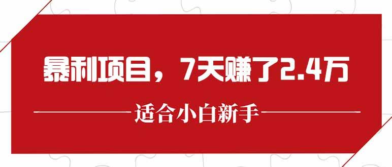 最新暴利项目，每单收益轻松在300以上，7天赚了2.4万-樵渔匹
