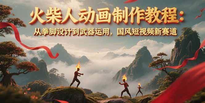 火柴人动画制作教程：从拳脚设计到武器运用，国风短视频新赛道-樵渔匹