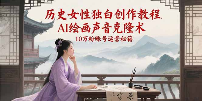 历史女性独白创作教程,AI绘画声音克隆术,10万粉账号运营秘籍-樵渔匹