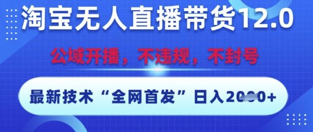 淘宝无人直播带货12.0，最新技术，不封号，不违规，操作简单，开播爆单，日入多张【揭秘】-樵渔匹