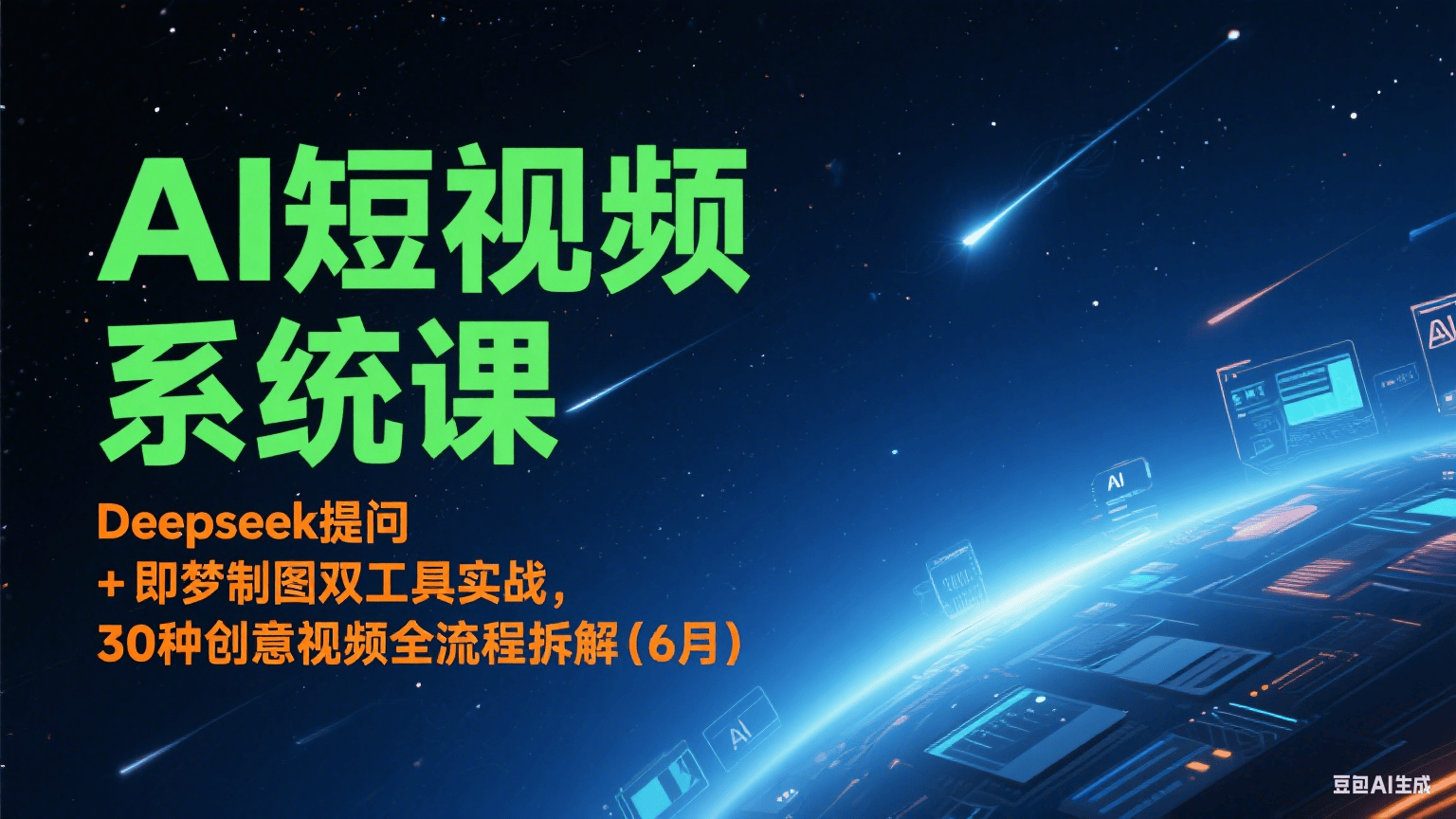 AI短视频系统课:Deepseek提问 + 即梦制图双工具实战,30种创意视频全流程拆解(6月)-樵渔匹