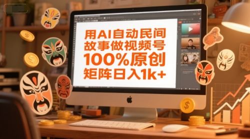 用AI自动民间故事做视频号,100%原创,矩阵日入1k+-樵渔匹