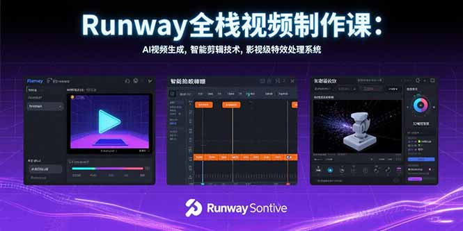 Runway全栈视频制作课:AI视频生成,智能剪辑技术,影视级特效处理系统-樵渔匹