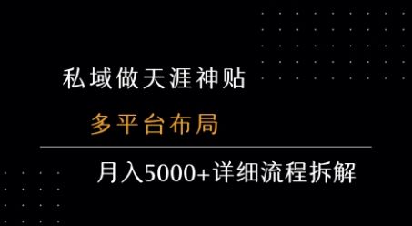私域做天涯神贴 多平台布局 月入5k+详细流程拆解-樵渔匹