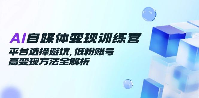 AI自媒体变现训练营,平台选择避坑,低粉账号高变现方法全解析-樵渔匹