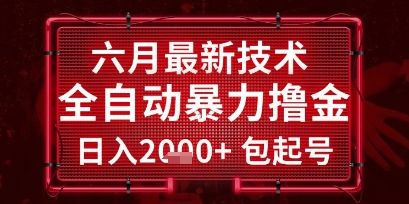 六月最新技术全自动暴力撸金,稳定日入2k+包起号,长期稳定【揭秘】