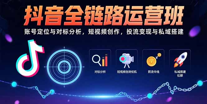 抖音全链路运营班:账号定位与对标分析,短视频创作,投流变现与私域搭建-樵渔匹