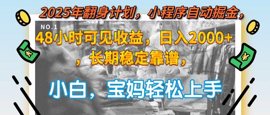2025年翻身计划,小程序自动掘金48小时可见收益,日入2000+,长期稳定...-樵渔匹
