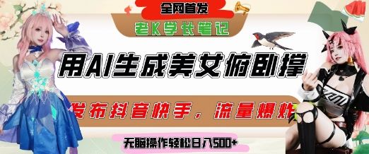 巧用AI让美女做俯卧撑,发布社交平台轻松涨粉变现,流量爆炸,挂抖音橱窗卖货,轻松实现日收入5张-樵渔匹
