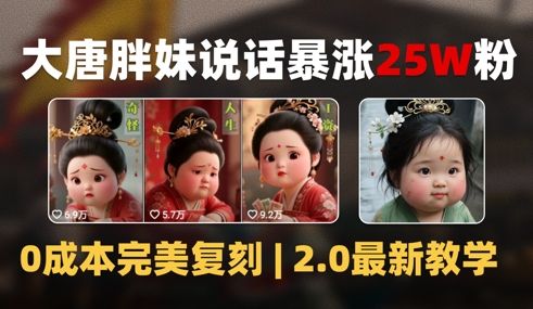 AI大唐胖贵妃说话2.0,40条视频暴涨40w粉,附独家变现攻略-樵渔匹