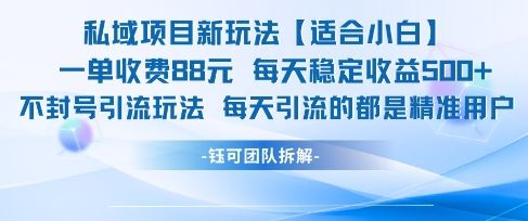 私域项目新玩法【适合小白】 一单收费88.每天稳定收益几张-樵渔匹