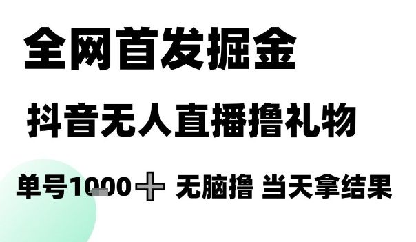 全网首发掘金抖音无人直播撸礼物,单号1k +无脑撸,当天拿结果【揭秘】-樵渔匹