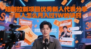 短剧拉新项目优秀新人代表分享新人怎么月入过1W的诀窍-樵渔匹