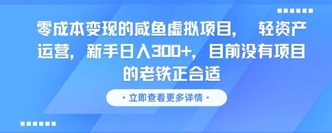 零成本变现的咸鱼虚拟项目, 轻资产运营,新手日入3张+,目前没有项目的老铁正合适-樵渔匹