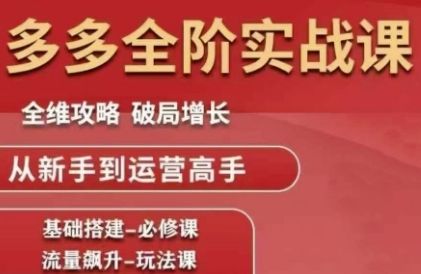 拼多多全阶实战课程，全维攻略，破局增长，从新手到运营高手-樵渔匹
