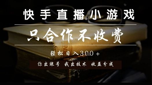 快手直播小游戏，只合作不收费，你出账号我出技术， 分润模式【揭秘】-樵渔匹