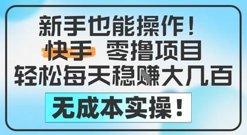 新手也能操作,快手零撸挣米,轻松每天挣2-5张,完全无成本-樵渔匹