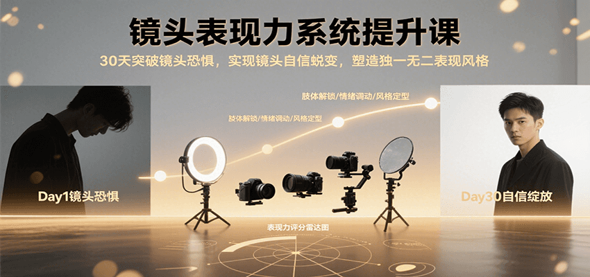 镜头表现力系统提升课,30天突破镜头恐惧实现自信蜕变,塑造独一无二表现风格-樵渔匹