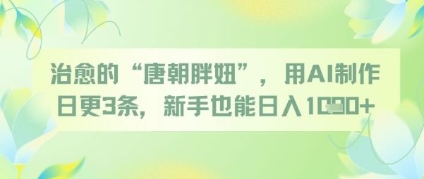 治愈的“唐朝胖妞”，用AI制作日更3条，新手也能日入多张-樵渔匹