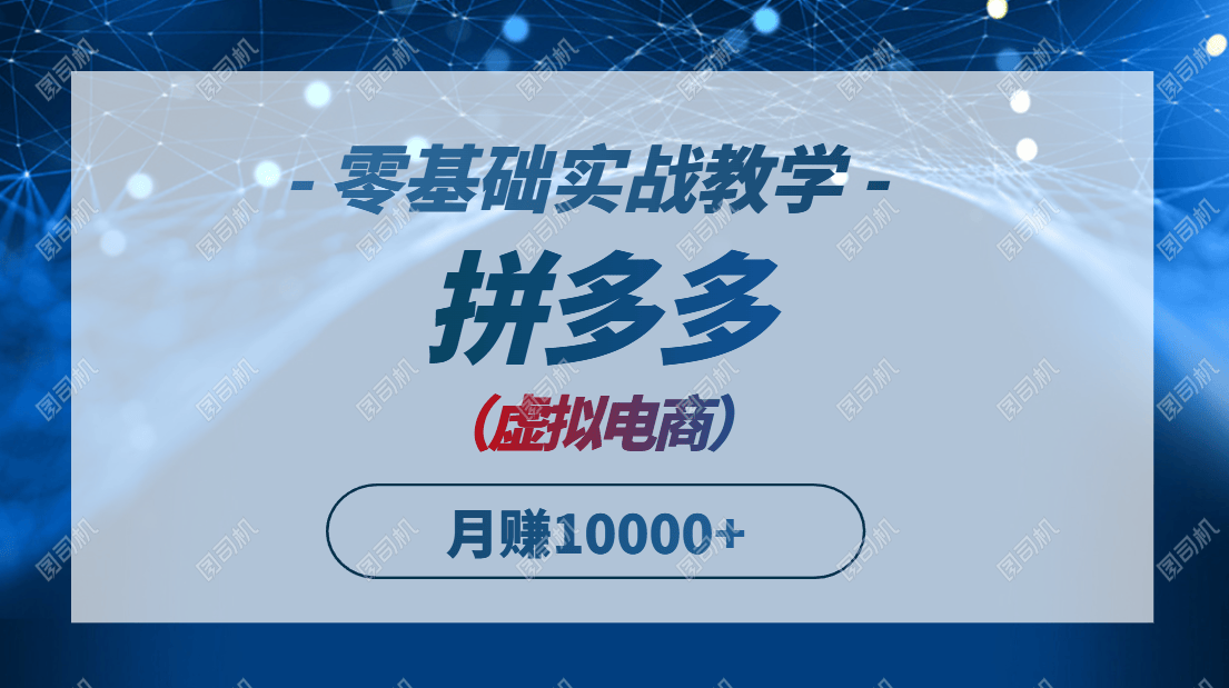 拼多多虚拟电商，零基础实战教学，快速打爆商品，新手也能月入10000+-樵渔匹