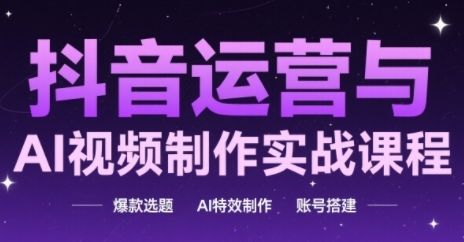 抖音运营与AI视频制作实战课程,爆款选题-AI特效制作-账号搭建-樵渔匹