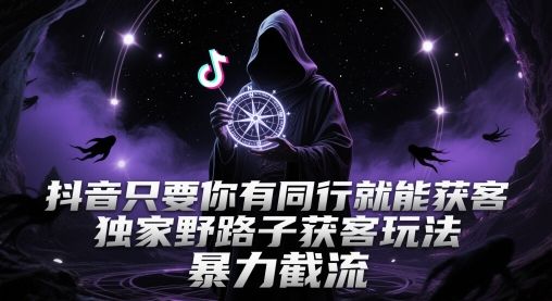抖音只要你有同行就能获客,独家野路子获客玩法,暴力截流【揭秘】-樵渔匹