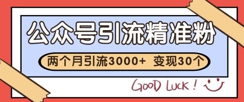 公众号精准粉引流玩法，2个月3000+精准粉，变现30个W【揭秘】-樵渔匹