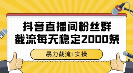 抖音直播间粉丝群暴力截流，一台电脑每天稳定2000条数据，暴力截流+实操 【揭秘】-樵渔匹