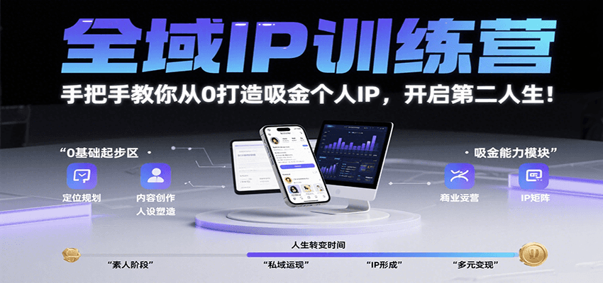 全域IP训练营,手把手教你从0打造吸金个人IP,开启第二人生!-樵渔匹