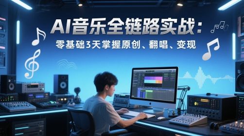 AI音乐全链路实战变现课：零基础3天掌握原创、翻唱、变现-樵渔匹
