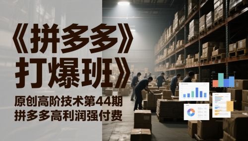 《拼多多打爆班》原创高阶技术第44期,拼多多高利润强付费-樵渔匹