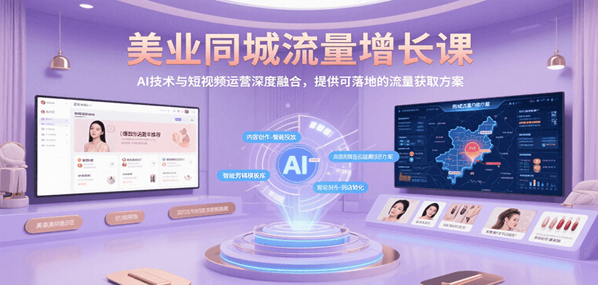 美业同城流量增长课，AI技术与短视频运营深度融合，提供可落地的流量获取方案-樵渔匹