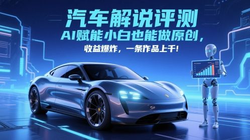 抖音汽车解说评测赛道,AI赋能小白也能做原创,收益爆炸,一条作品上千-樵渔匹