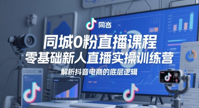 同城0粉直播课程,零基础新人直播实操训练营,解析抖音电商的底层逻辑-樵渔匹