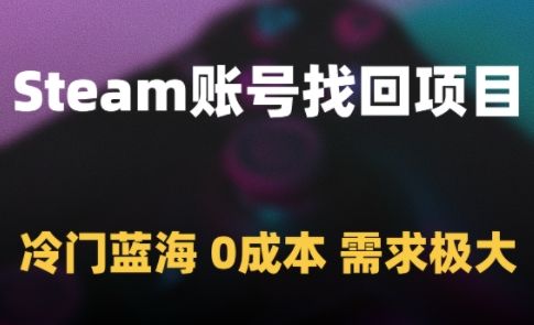 Steam账号找回项目,冷门蓝海,0成本,需求极大-樵渔匹