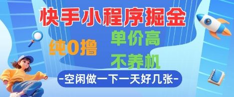 快手小程序掘金,纯0撸,单价高不养机 利用空闲时间做一做,一天好几张【揭秘】-樵渔匹