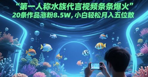 第一人称水族代言视频条条爆火,20条作品涨粉8.5W,小白轻松月入五位数-樵渔匹