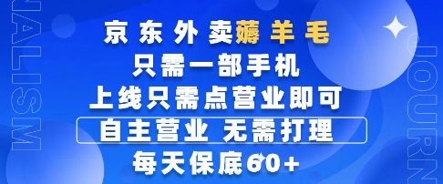 京东外卖薅羊毛,只需一部手机随时随地皆可操作,每天上线只需动动手指点营业即可,每天60+【揭秘】-樵渔匹