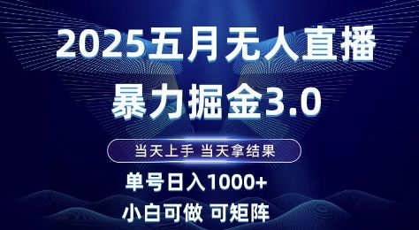 2025五月无人直播暴力掘金3.0，当天上手，当天拿结果，单号日入1k+小白可做可矩阵【揭秘】-樵渔匹