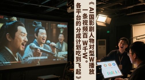 AI三国影视剧人物对口型唱歌玩法，一条视频百W千W播放，各平台的分成计划吃到飞起-樵渔匹
