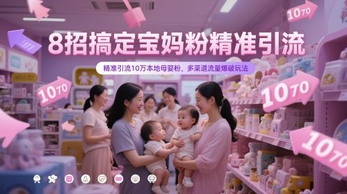 8招搞定宝妈粉精准引流,精准引流10万本地母婴粉,多渠道流量爆破玩法-樵渔匹