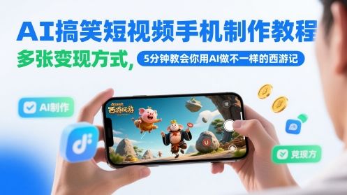 AI搞笑短视频手机制作教程,多张变现方式,5分钟教会你用AI做不一样的西游记-樵渔匹