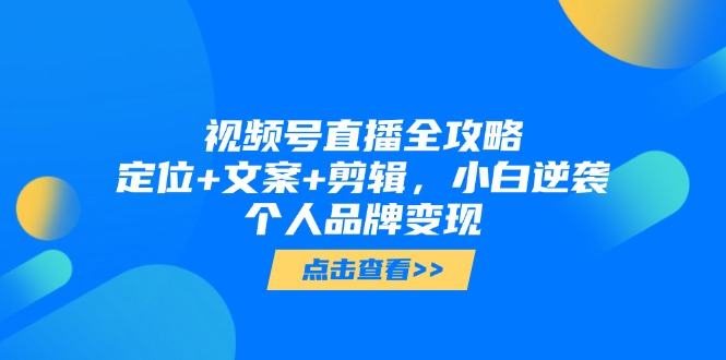 视频号直播全攻略，定位+文案+剪辑，小白逆袭个人品牌变现-樵渔匹