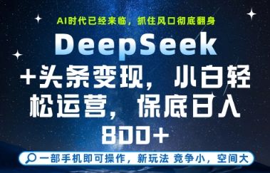 DeepSeek+头条变现,保姆级教学,小白轻松上手,日入8张+【揭秘】-樵渔匹