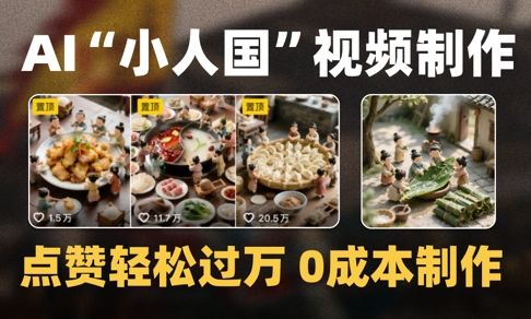 爆款1000W+播放微缩景观迷你小人国AI视频0成本制作全流程教学-樵渔匹